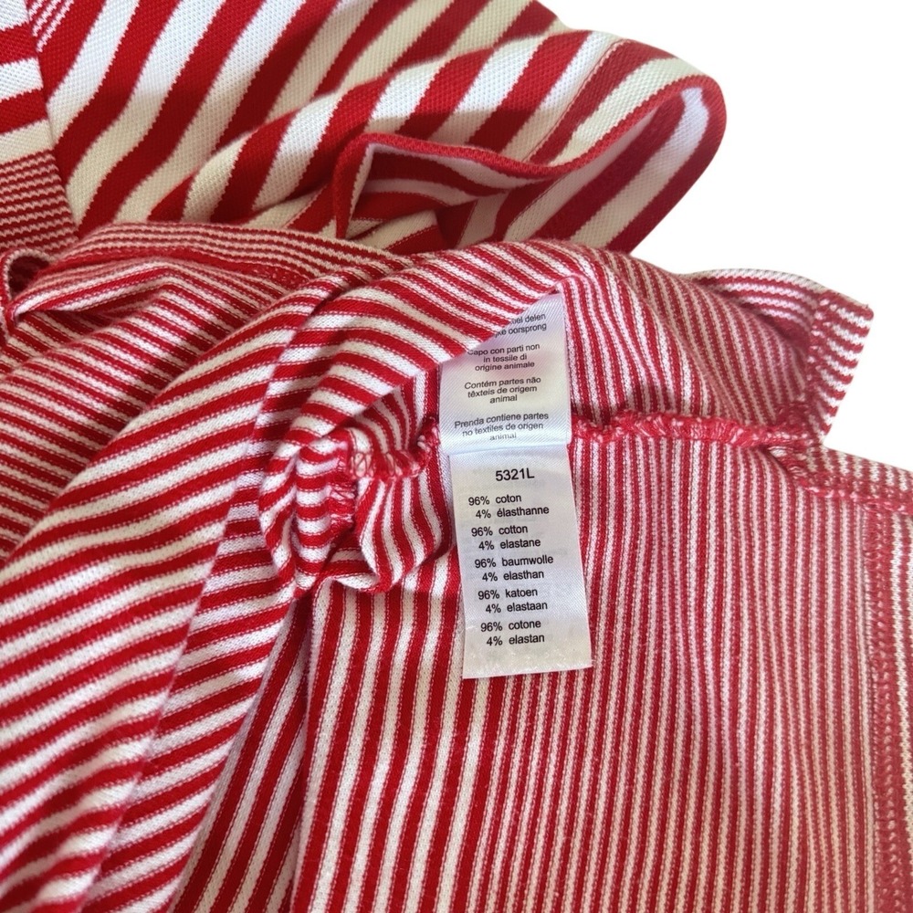 Striped Polo Shirt Red White Women's Sz 36(S) Cotton Collared Tee Casual Peru - Picture 4 of 6